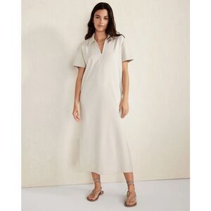 Haven Well Within $118 Organic Cotton Interlock Midi Dress Polo V Neck Womens Me